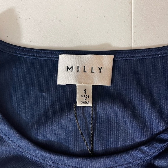 NWT Milly Reece Jersey Blue Sleeveless Mini Dress Size 4 - Picture 7 of 11